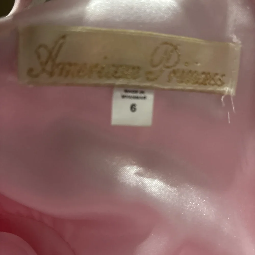 American‎ Princess Pink Dress Pink Sz 6 Formal/Wedding/ Pearl Beaded